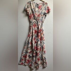 Kate Lily Floral Faux Wrap Hi-Lo Tulip Hem Maxi Dress Size 6